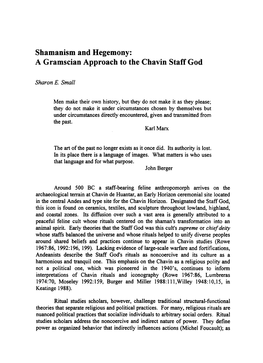 Shamanism and Hegemony: a Gramscian Approach to the Chavin Staff God