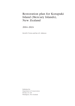 Restoration Plan for Korapuki Island (Mercury Islands), New Zealand