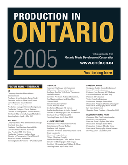 Productions in Ontario 2005