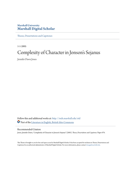 Complexity of Character in Jonson's Sejanus