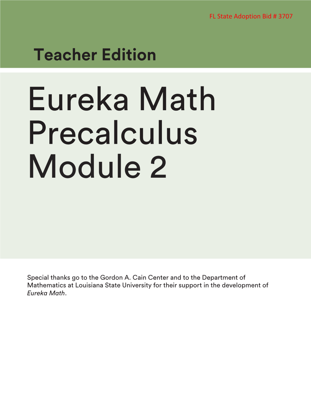 Eureka Math Precalculus Module 2