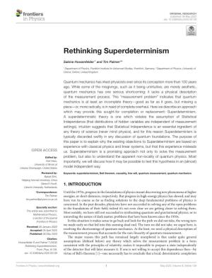 Rethinking Superdeterminism
