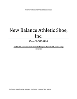 New Balance Athletic Shoe, Inc. Case 9-606-094