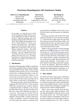 Word Sense Disambiguation with Transformer Models