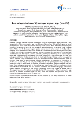 Pest Categorisation of Gymnosporangium Spp. (Non-EU)