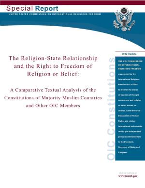 The Religion-State Relationship Relationship Religion-State the — Their Own People to Live