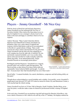 Players – Jimmy Greenhoff – Mr Nice Guy