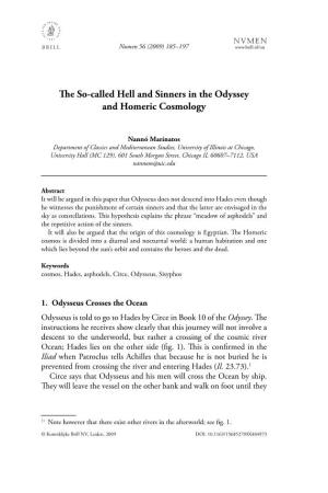 The So-Called Hell and Sinners in the Odyssey and Homeric Cosmology