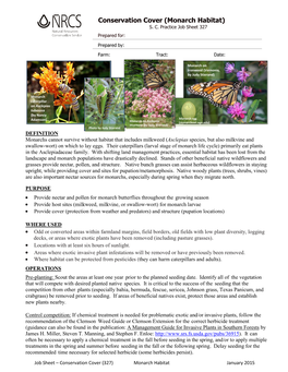 Conservation Cover (Monarch Habitat) S