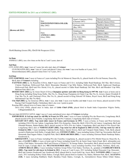 EDITED PEDIGREE for 2011 out of ANIMALU (IRE)