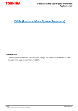 Igbts (Insulated Gate Bipolar Transistor) Application Note