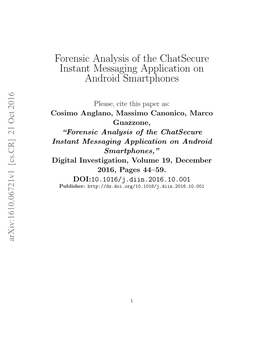 Forensic Analysis of the Chatsecure Instant Messaging Application on Android Smartphones