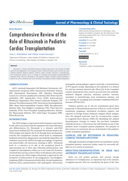 Comprehensive Review of the Role of Rituximab in Pediatric Cardiac Transplantation