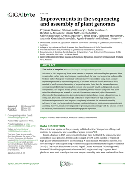 Improvements in the Sequencing and Assembly of Plant Genomes