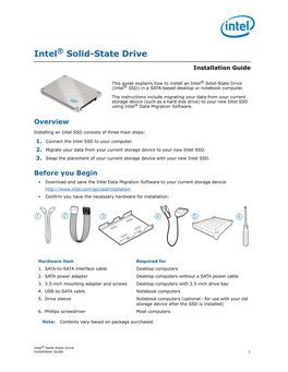 Intel Solid-State Drive Installation Guide
