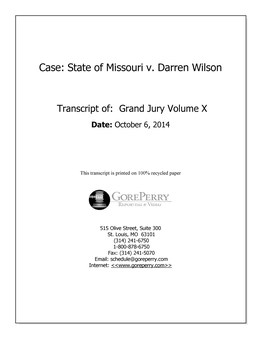 State of Missouri V. Darren Wilson