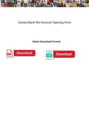 Canara Bank Nro Account Opening Form