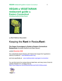 VEGAN & VEGETARIAN Restaurant Guide to Keeping the Rant In