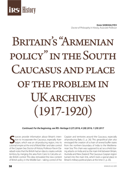 Britain's “Armenian Policy”