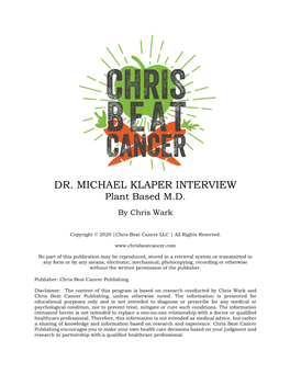DR. MICHAEL KLAPER INTERVIEW Plant Based M.D