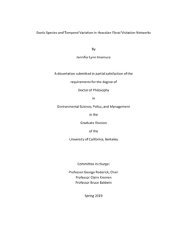 Exotic Species and Temporal Variation in Hawaiian Floral Visitation Networks