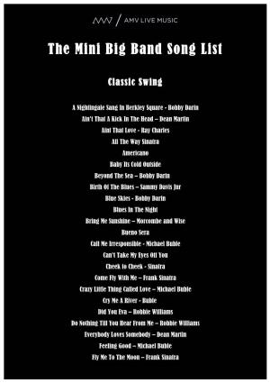 The Mini Big Band Song List