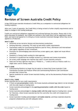 Screen Australia Credit Policy Dec 2020