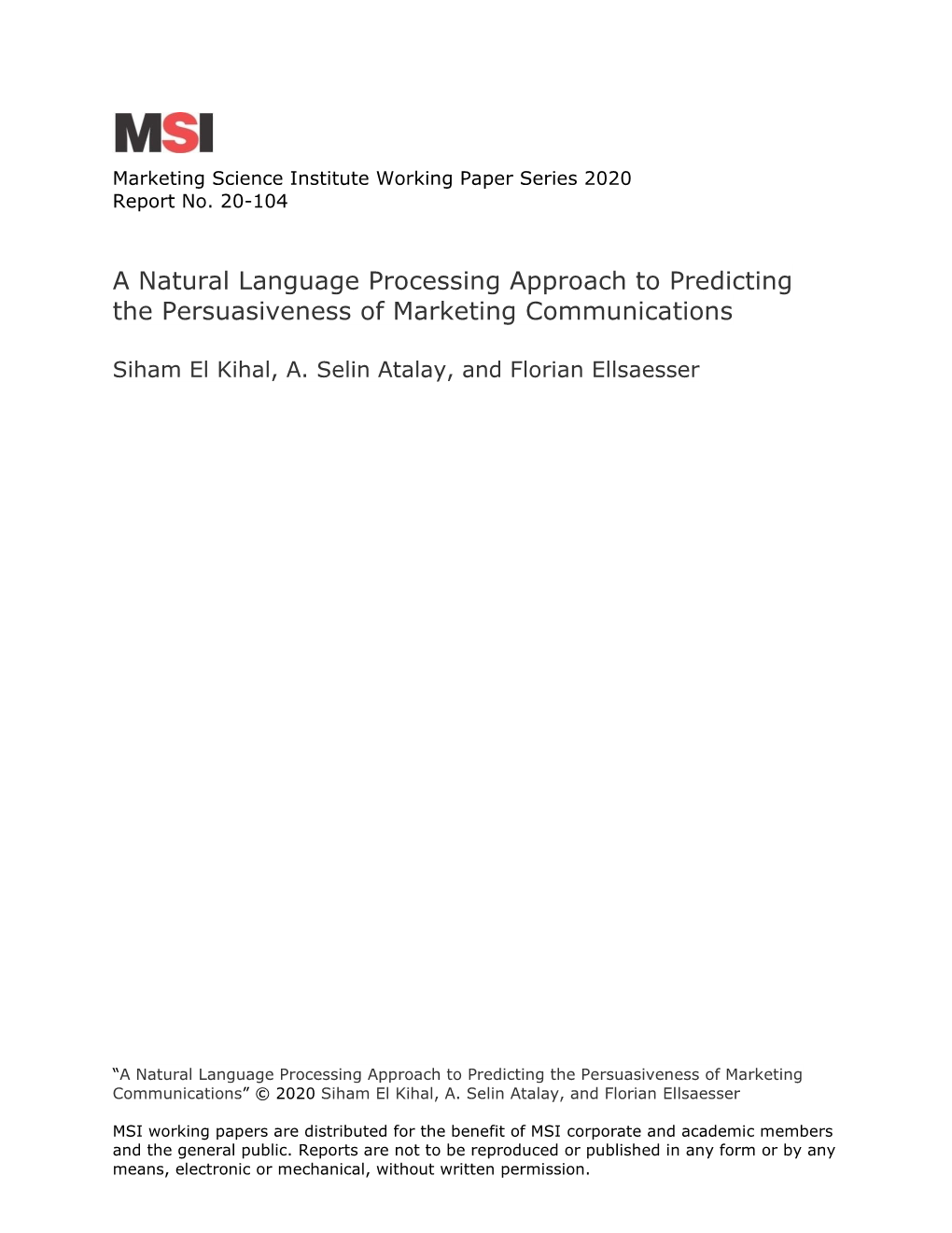 A Natural Language Processing Approach to Predicting the Persuasiveness of Marketing Communications