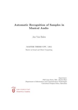 Automatic Recognition of Samples in Musical Audio