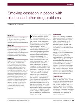 Smoking Cessation in People with Alcohol and Other Drug Problems