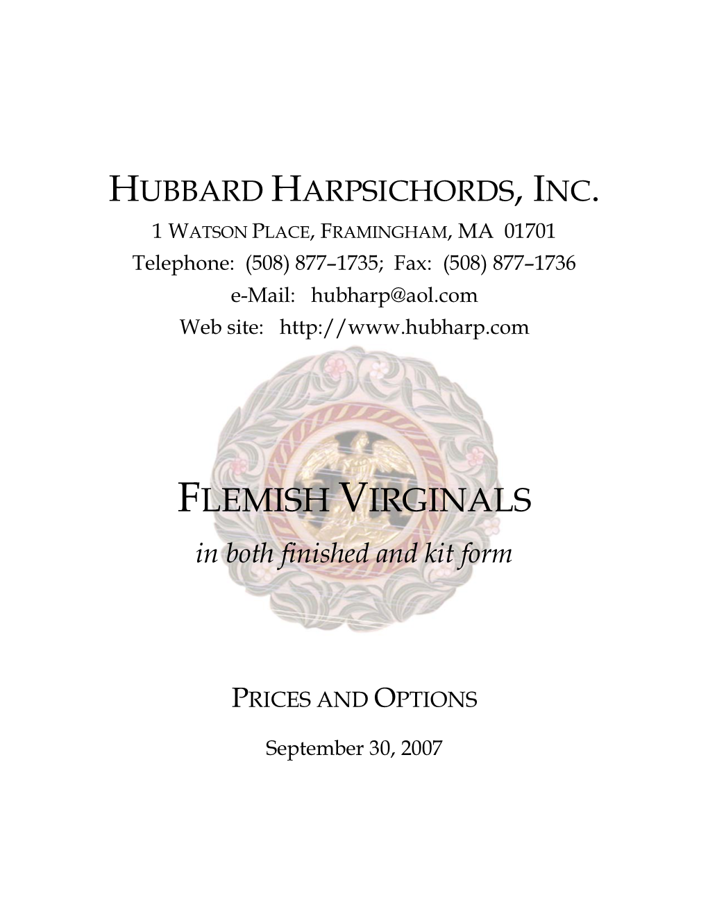 Hubbard Harpsichords, Inc., Flemish Virginals