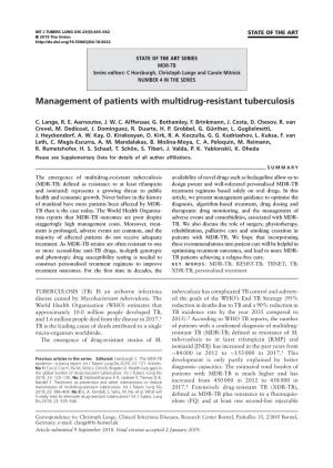Management of Patients with Multidrug-Resistant Tuberculosis