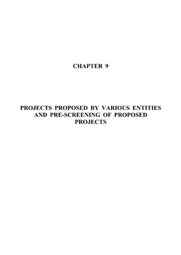 Chapter 9 Projects Proposed by Various Entities and Pre