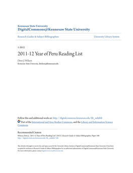 2011-12 Year of Peru Reading List Dewi J