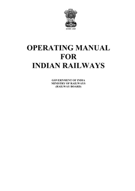 Operating Manual for Indian Railways