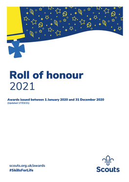 2021 Roll of Honour Saying Thank You