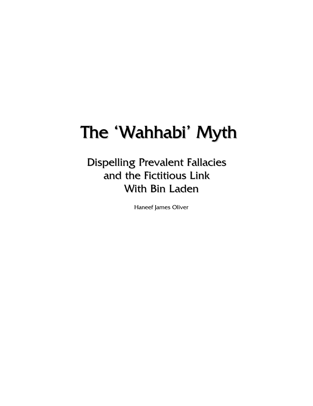 The 'Wahhabi' Myth