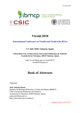 Viroid-2018 Book of Abstracts