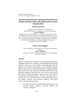 Sectarian Infrastructure and Sunni-Shia Parties