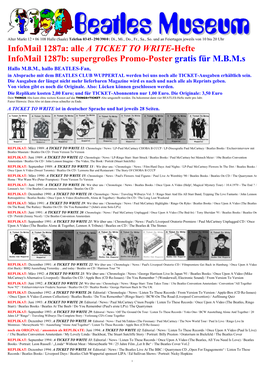 A TICKET to WRITE-Hefte Infomail 1287B: Supergroßes Promo-Poster Gratis Für M.B.M.S