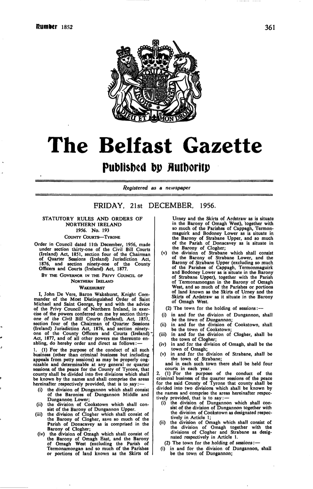 The Belfast Gazette Published Dp Flutboritp