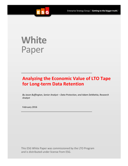 LTO Tape Technologies: Economic Value Analysis