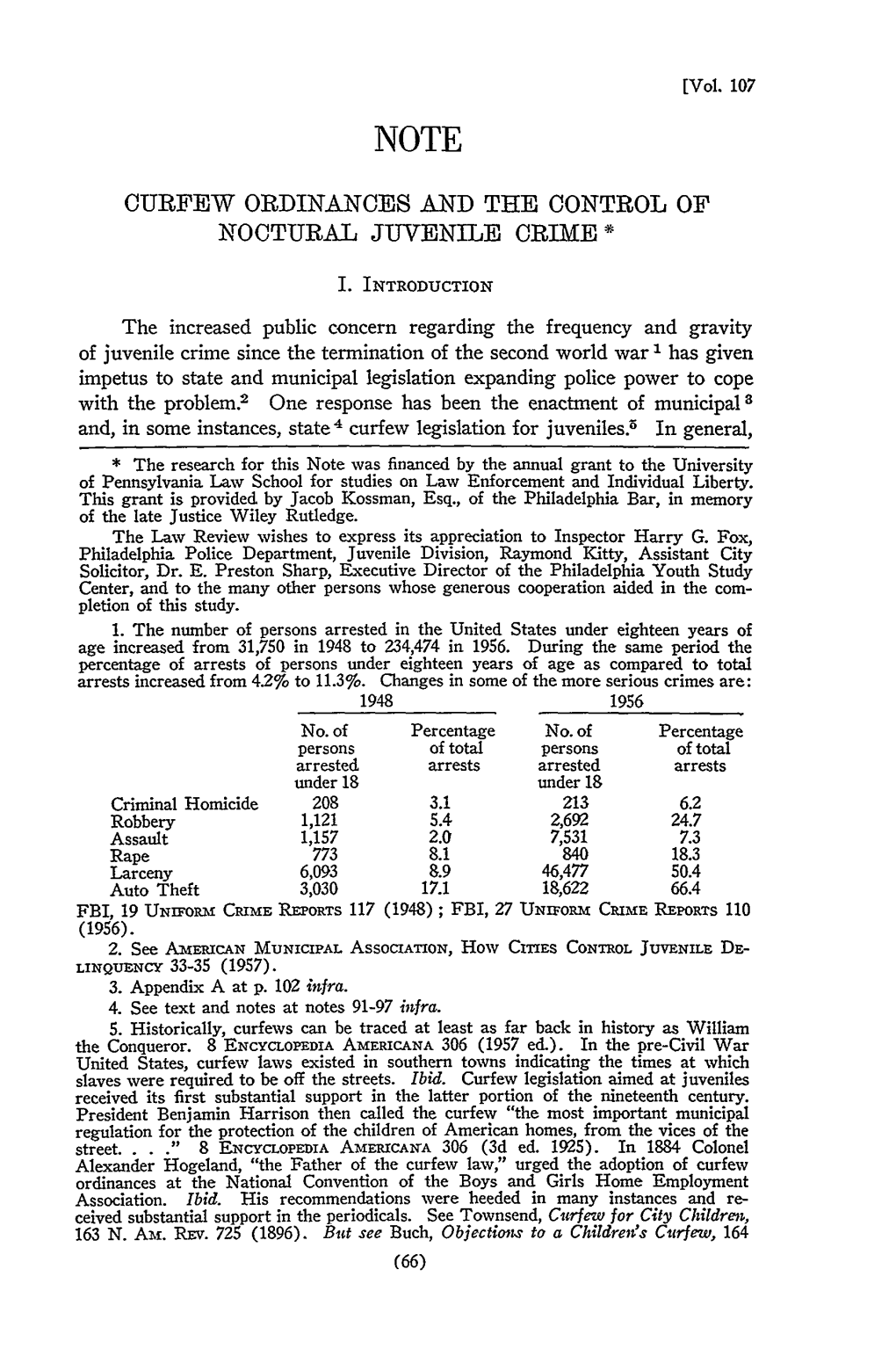 Curfew Ordinances and the Control of Noctural Juvenile Crime *