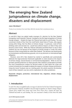The Emerging New Zealand Jurisprudence on Climate Change, Disasters and Displacement
