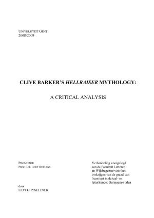 Clive Barker's Hellraiser Mythology