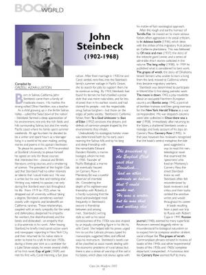 John Steinbeck Move to New York in 1950, Many Accused Two Sons, Thom and John, but the Marriage Wrote No More ﬁction