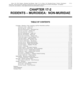 Volume 2, Chapter 17-2: Rodents-Muroidea: Non-Muridae