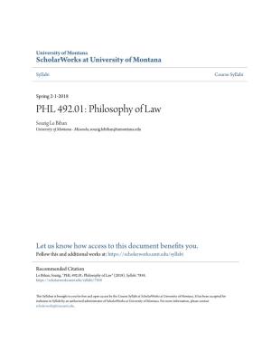 Philosophy of Law Soazig Le Bihan University of Montana - Missoula, Soazig.Lebihan@Umontana.Edu