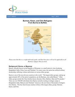Burman, Karen, and Chin Refugees: from Burma to Buffalo