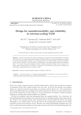 Design for Manufacturability and Reliability in Extreme-Scaling VLSI